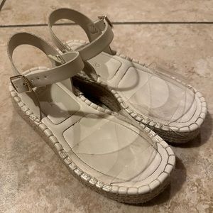 Zara Girls Chunky Platform Sandals, Off-white, Size 1 US